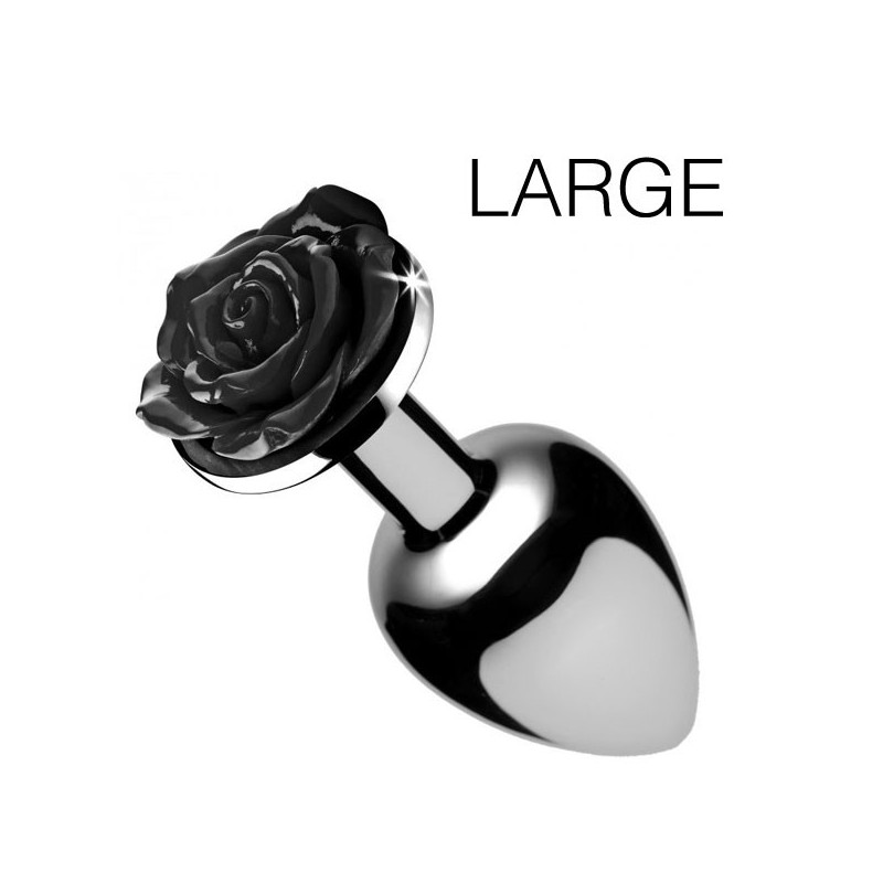 Booty Sparks Plug Bijou avec Rose noire - 8.5 x 4.1 cm LARGE